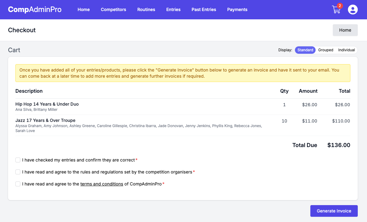 Generate Invoice