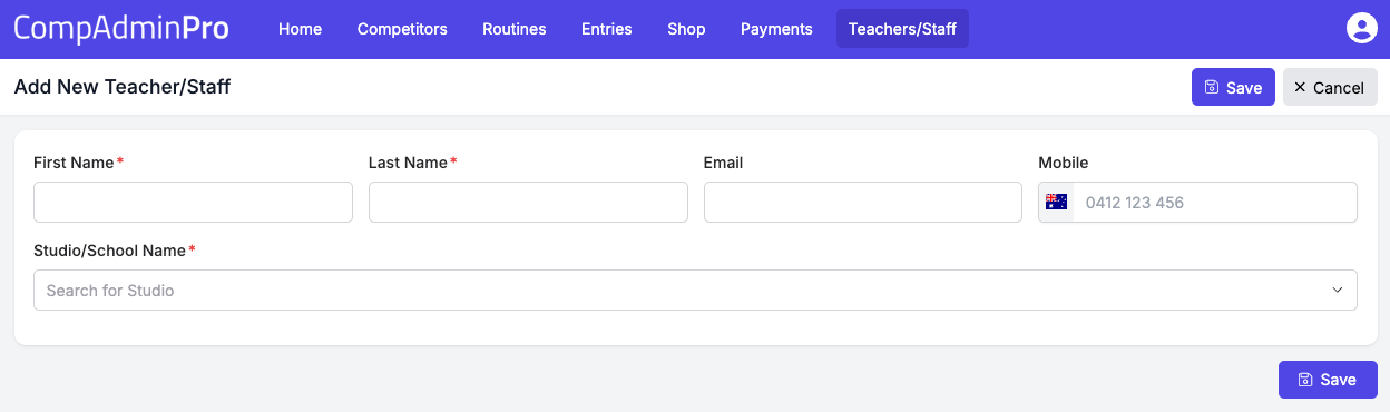 Add Teacher/Staff Member